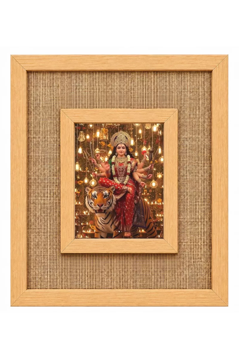 Durga Maa Laminated Jute Wall Photo Frame, 14 X 16 Inch (F174537)