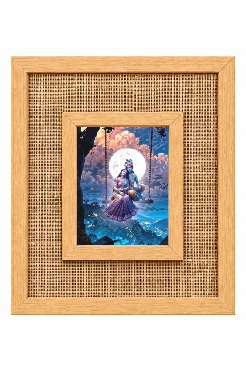 Radha Krishna Laminated Jute Wall Photo Frame, 14 X 16 Inch (F174540)
