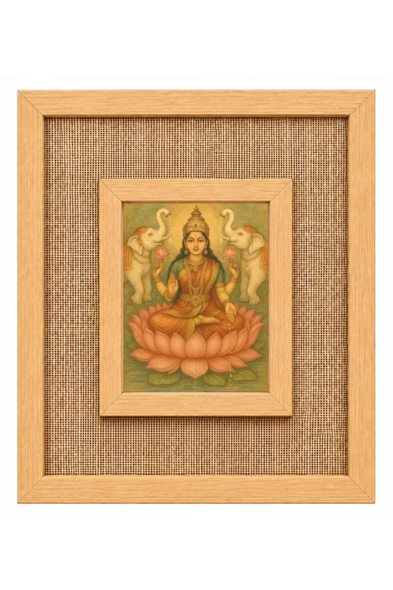 Goddess Lakshmi Laminated Jute Wall Photo Frame, 14 X 16 Inch (F174547)