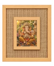 Lord Ganesha Laminated Jute Wall Photo Frame, 14 X 16 Inch (F174549)
