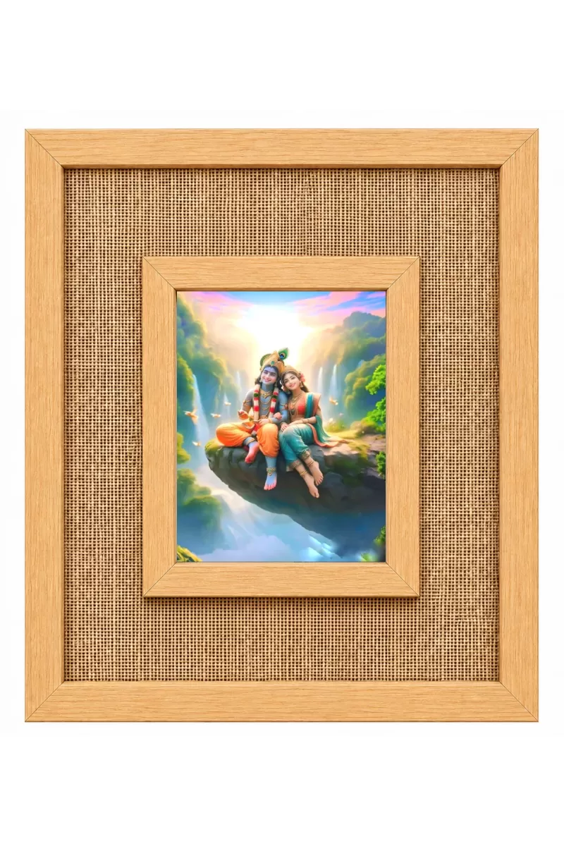 Radha Krishna Laminated Jute Wall Photo Frame, 14 X 16 Inch (F174550)