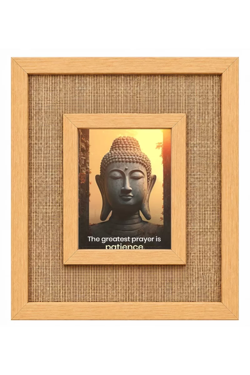 Buddha Laminated Jute Wall Photo Frame, 14 X 16 Inch (F174552)