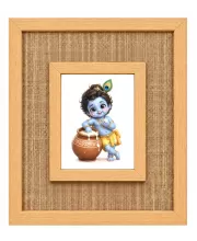 Lord Krishna Laminated Jute Wall Photo Frame, 14 X 16 Inch (F174553)