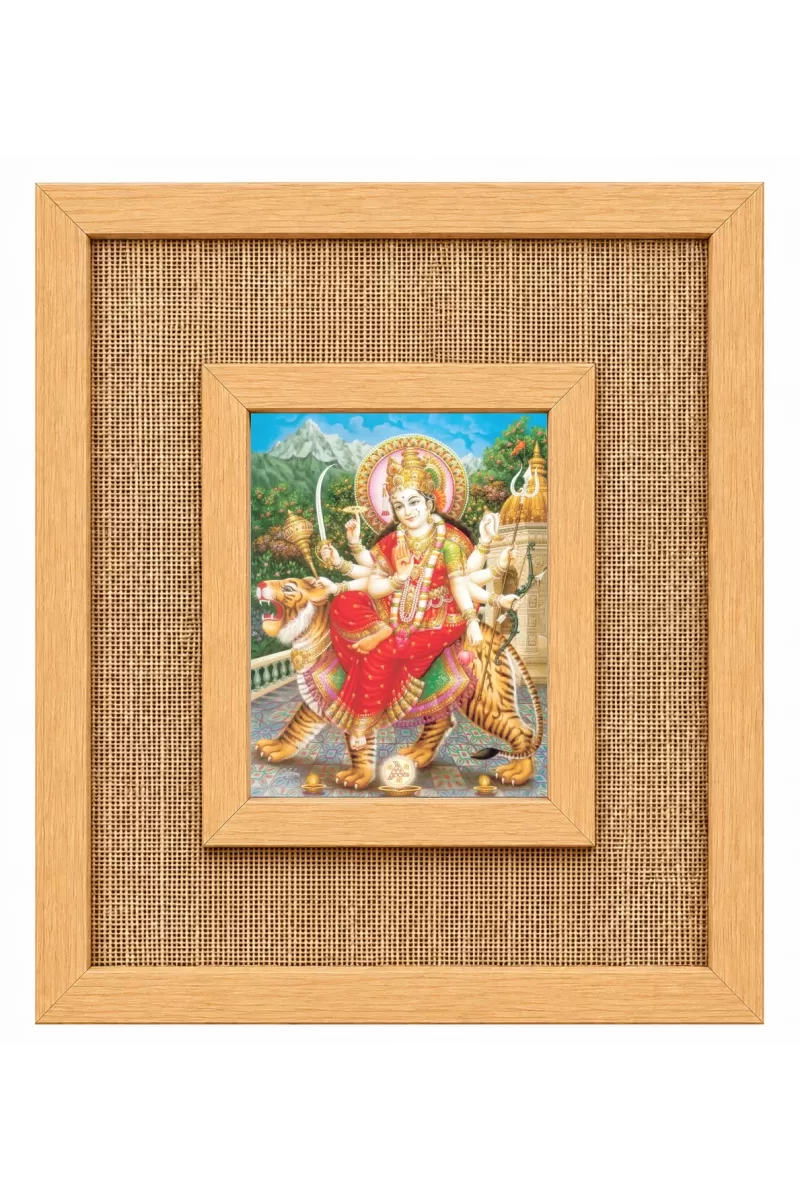 Durga Maa Laminated Jute Wall Photo Frame, 14 X 16 Inch (F174564)