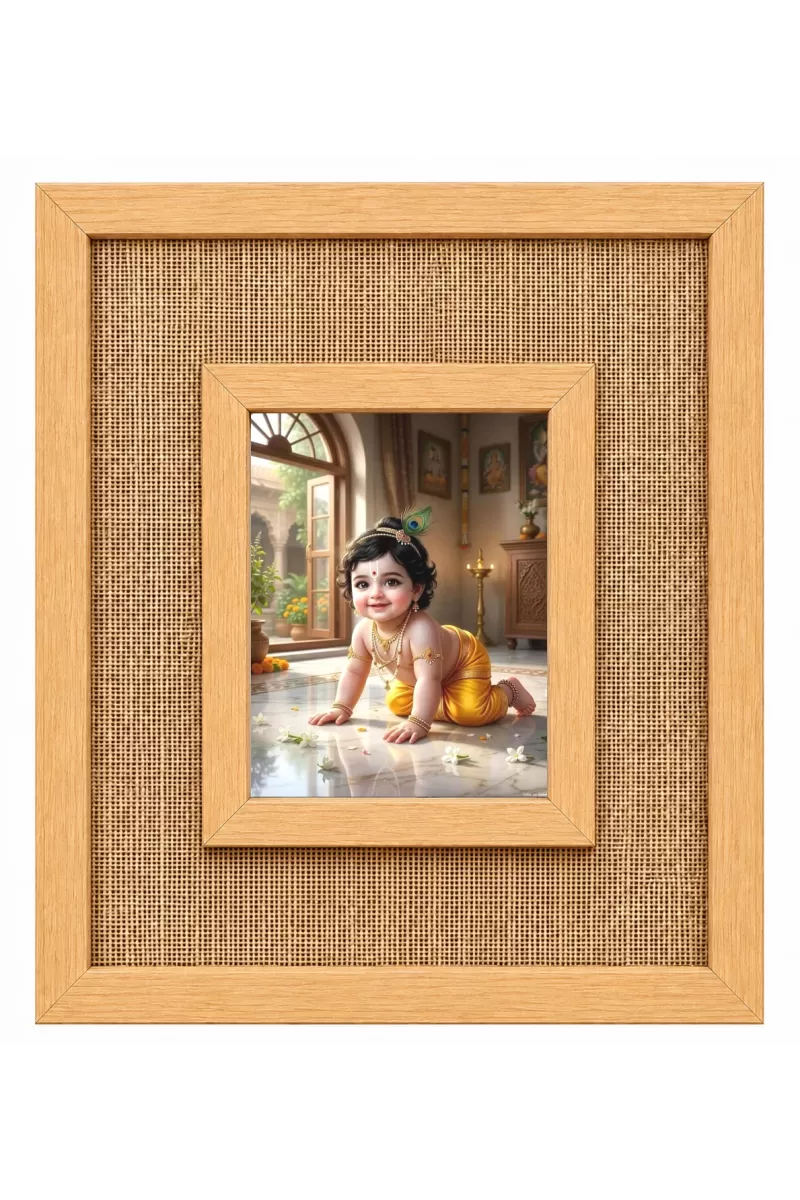 Lord Krishna Laminated Jute Wall Photo Frame, 14 X 16 Inch (F174565)