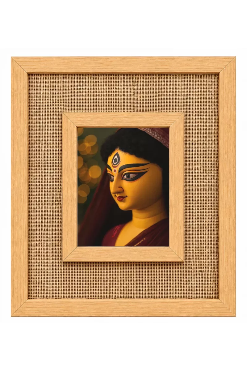 Durga Maa Laminated Jute Wall Photo Frame, 14 X 16 Inch (F174570)