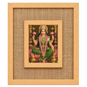 Goddess Lakshmi Laminated Jute Wall Photo Frame, 14 X 16 Inch (F174572)