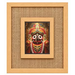Lord Jagannath Laminated Jute Wall Photo Frame, 14 X 16 Inch (F174578)