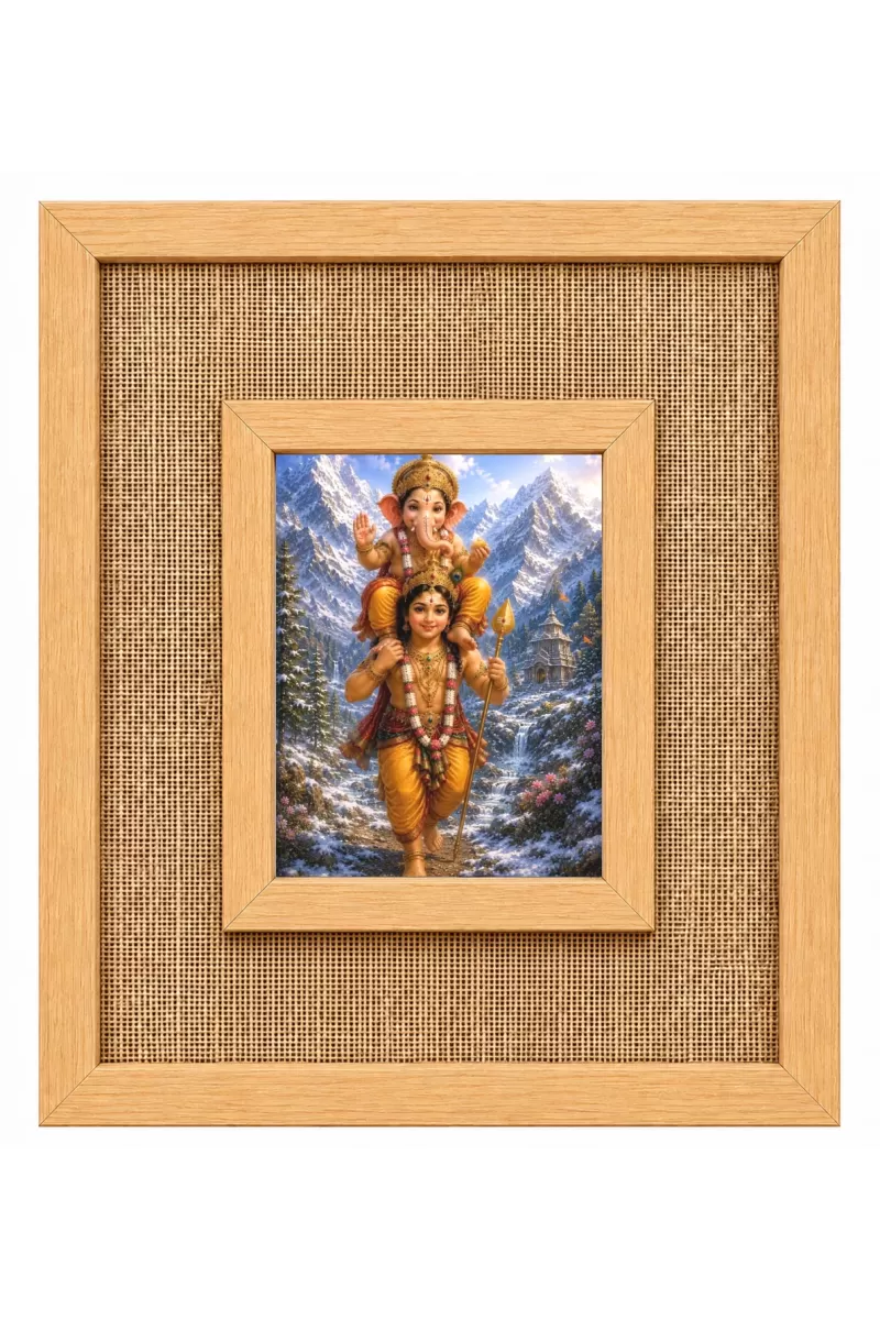 Lord Ganesha Laminated Jute Wall Photo Frame, 14 X 16 Inch (F174580)