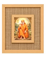 Sai Baba Laminated Jute Wall Photo Frame, 14 X 16 Inch (F174581)