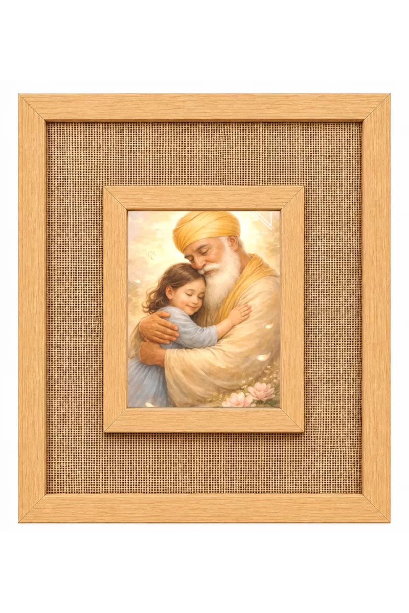 Guru Nanak Ji Laminated Jute Wall Photo Frame, 14 X 16 Inch (F174582)