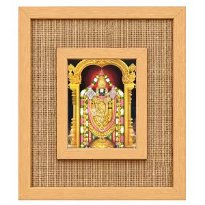 Lord Venkateswara Laminated Jute Wall Photo Frame, 14 X 16 Inch (F174583)