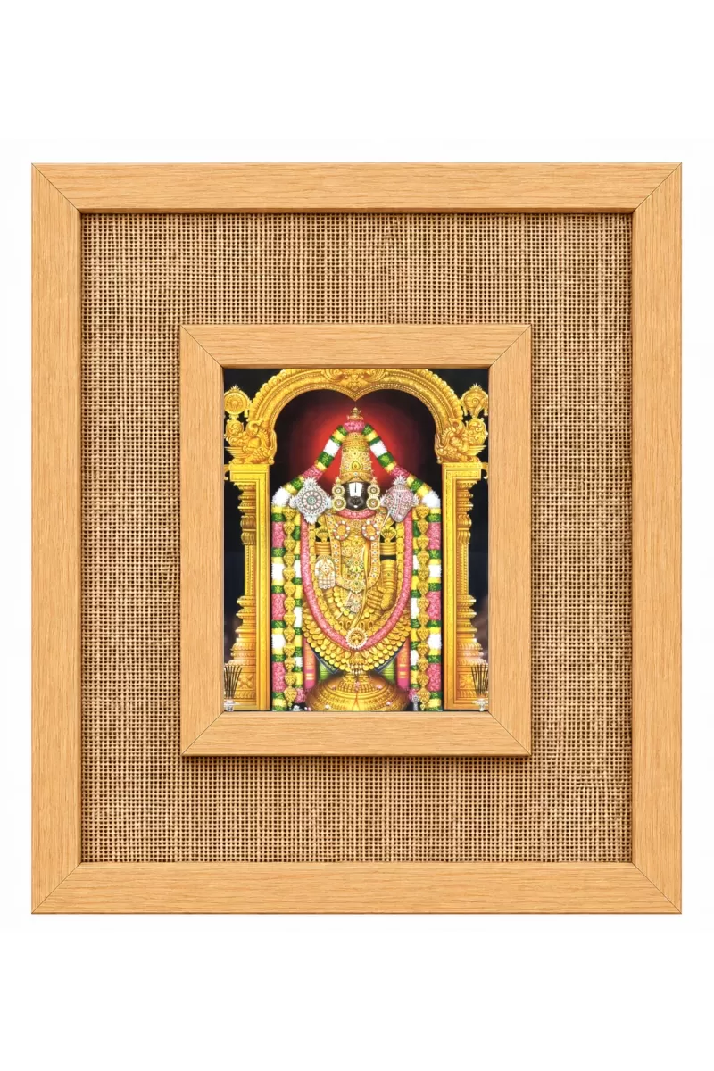 Lord Venkateswara Laminated Jute Wall Photo Frame, 14 X 16 Inch (F174583)