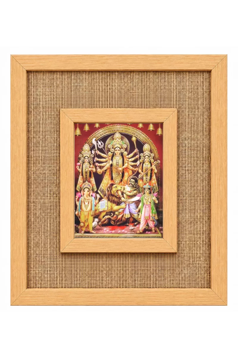 Durga Maa Laminated Jute Wall Photo Frame, 14 X 16 Inch (F174585)