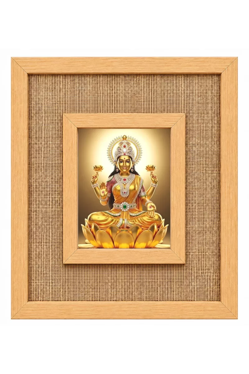 Goddess Lakshmi Laminated Jute Wall Photo Frame, 14 X 16 Inch (F174589)