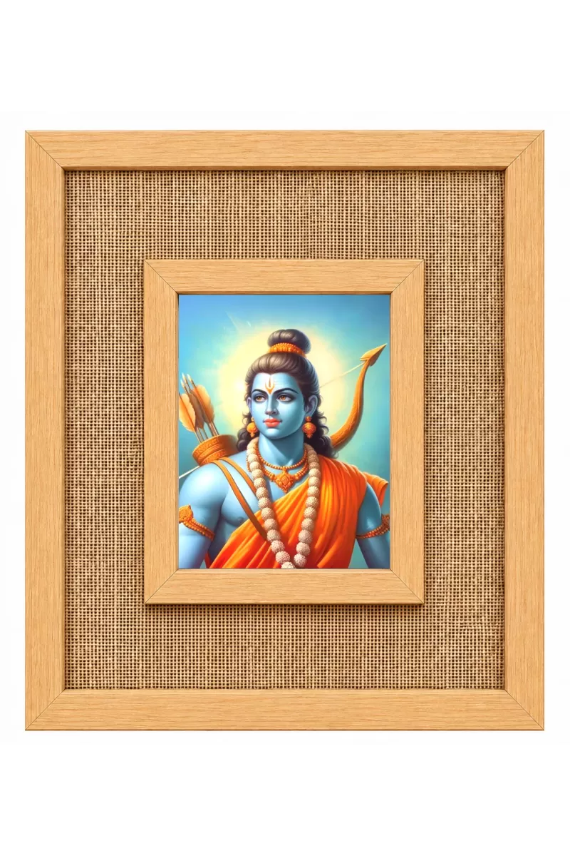 Lord Rama Laminated Jute Wall Photo Frame, 14 X 16 Inch (F174590)