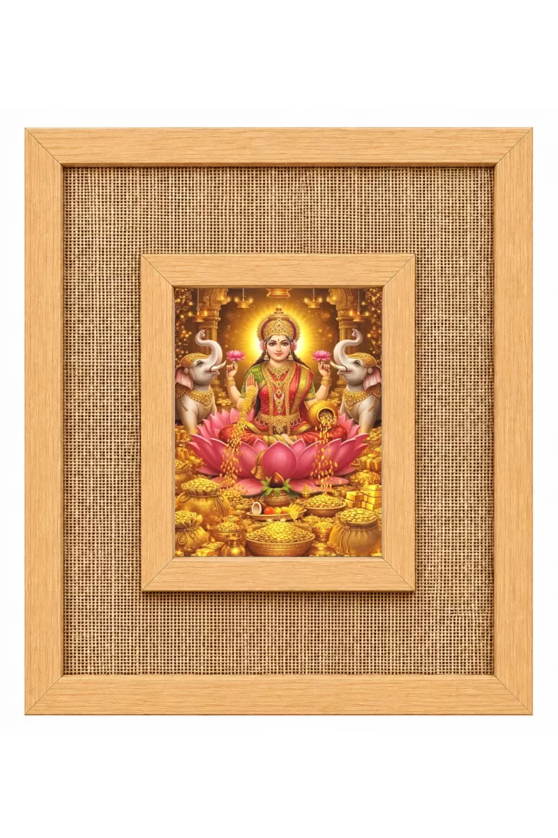 Goddess Lakshmi Laminated Jute Wall Photo Frame, 14 X 16 Inch (F174591)