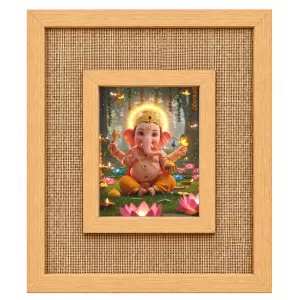 Lord Ganesha Laminated Jute Wall Photo Frame, 14 X 16 Inch (F174594) Lord Ganesha Laminated Jute Wall Photo Frame, 14 X 16 Inch (F174594)