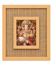 Lord Ganesha Laminated Jute Wall Photo Frame, 14 X 16 Inch (F174597)
