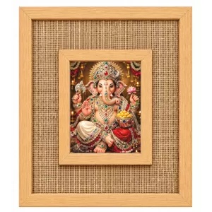 Lord Ganesha Laminated Jute Wall Photo Frame, 14 X 16 Inch (F174597) Lord Ganesha Laminated Jute Wall Photo Frame, 14 X 16 Inch (F174597)