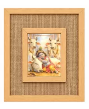 Lord Krishna Laminated Jute Wall Photo Frame, 14 X 16 Inch (F174598)