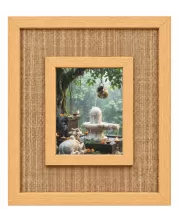 Shiva Lingam With Nandi Laminated Jute Wall Photo Frame, 14 X 16 Inch (F174601)