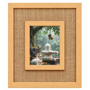 Shiva Lingam With Nandi Laminated Jute Wall Photo Frame, 14 X 16 Inch (F174601)