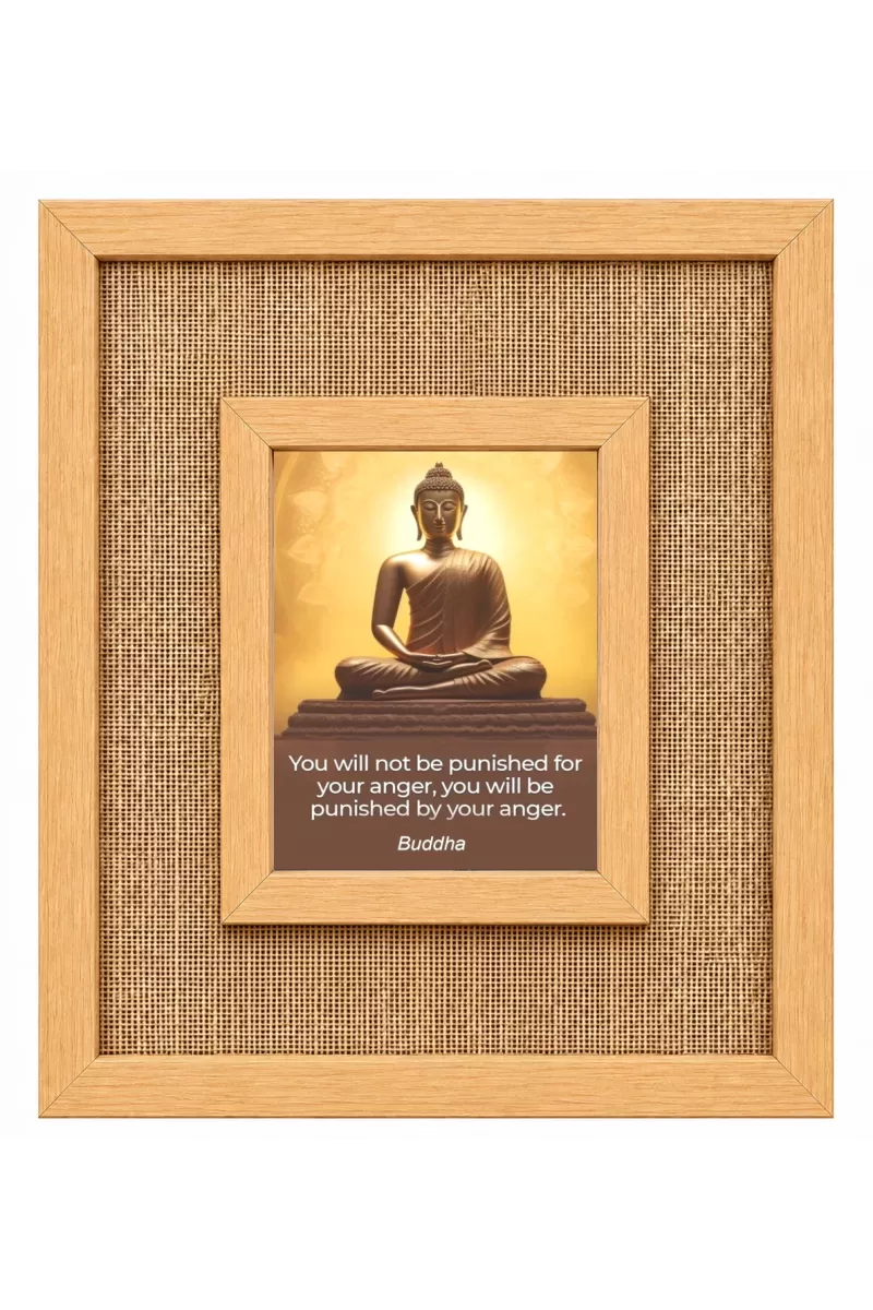 Buddha Laminated Jute Wall Photo Frame, 14 X 16 Inch (F174604)