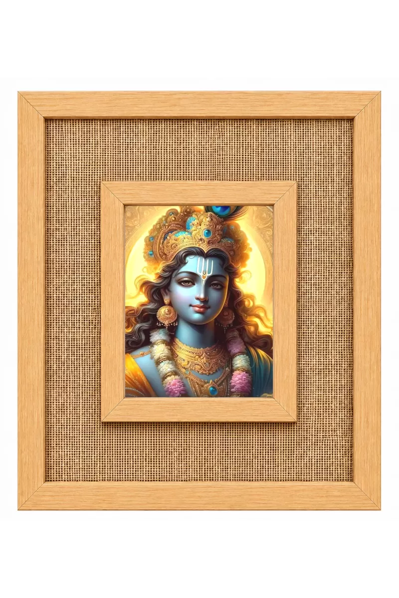 Lord Krishna Laminated Jute Wall Photo Frame, 14 X 16 Inch (F174606)