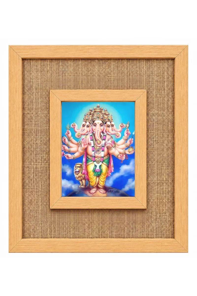 Lord Ganesha Laminated Jute Wall Photo Frame, 14 X 16 Inch (F174607)