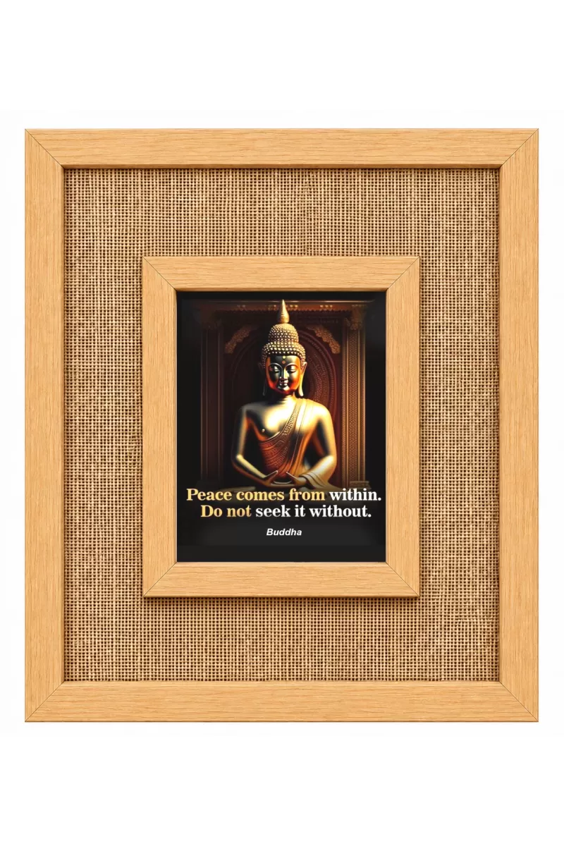 Buddha Laminated Jute Wall Photo Frame, 14 X 16 Inch (F174611)