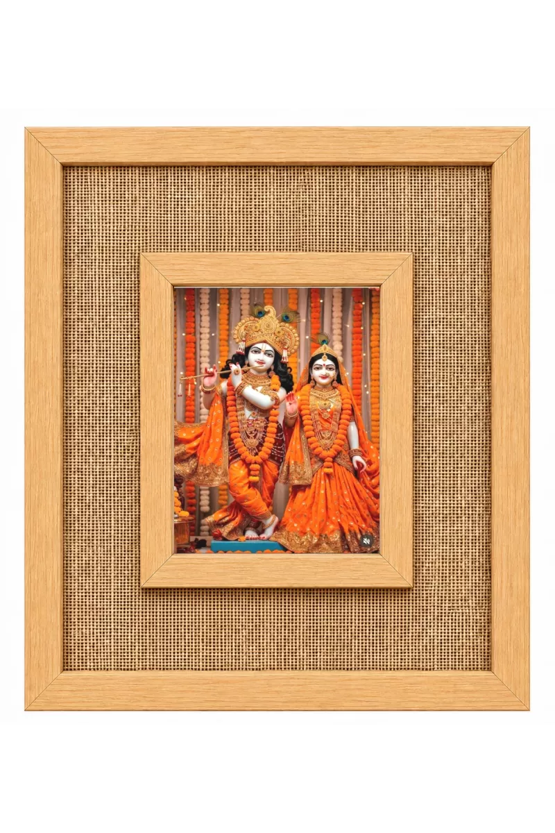Radha Krishna Laminated Jute Wall Photo Frame, 14 X 16 Inch (F174626)
