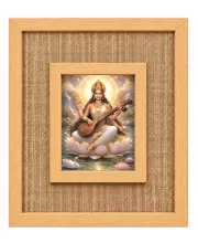 Goddess Saraswati Laminated Jute Wall Photo Frame, 14 X 16 Inch (F174627)