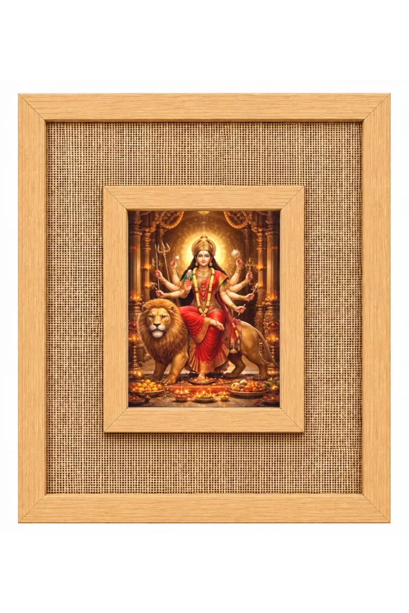 Durga Maa Laminated Jute Wall Photo Frame, 14 X 16 Inch (F174630)
