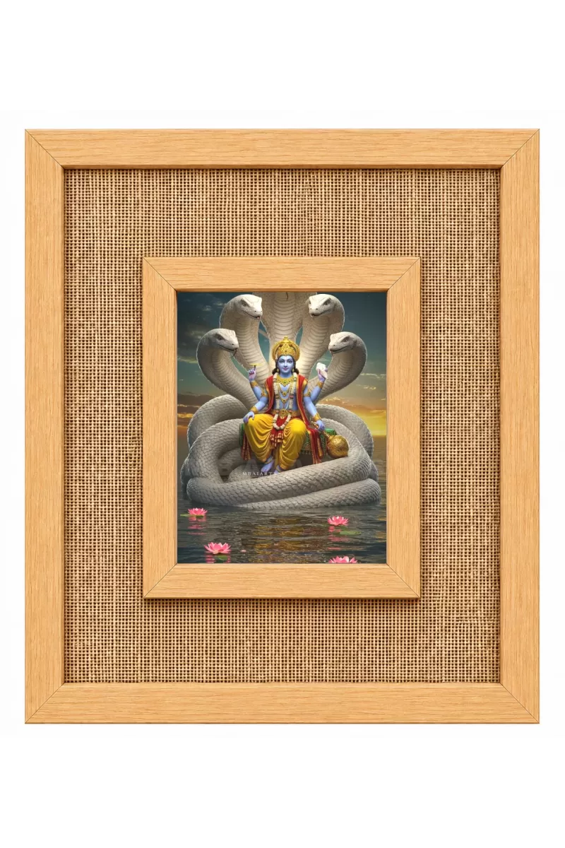 Lord Vishnu Laminated Jute Wall Photo Frame, 14 X 16 Inch (F174635)