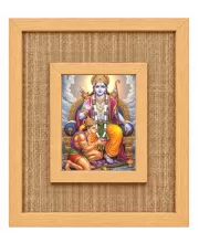Lord Rama And Hanuman Laminated Jute Wall Photo Frame, 14 X 16 Inch (F174636)