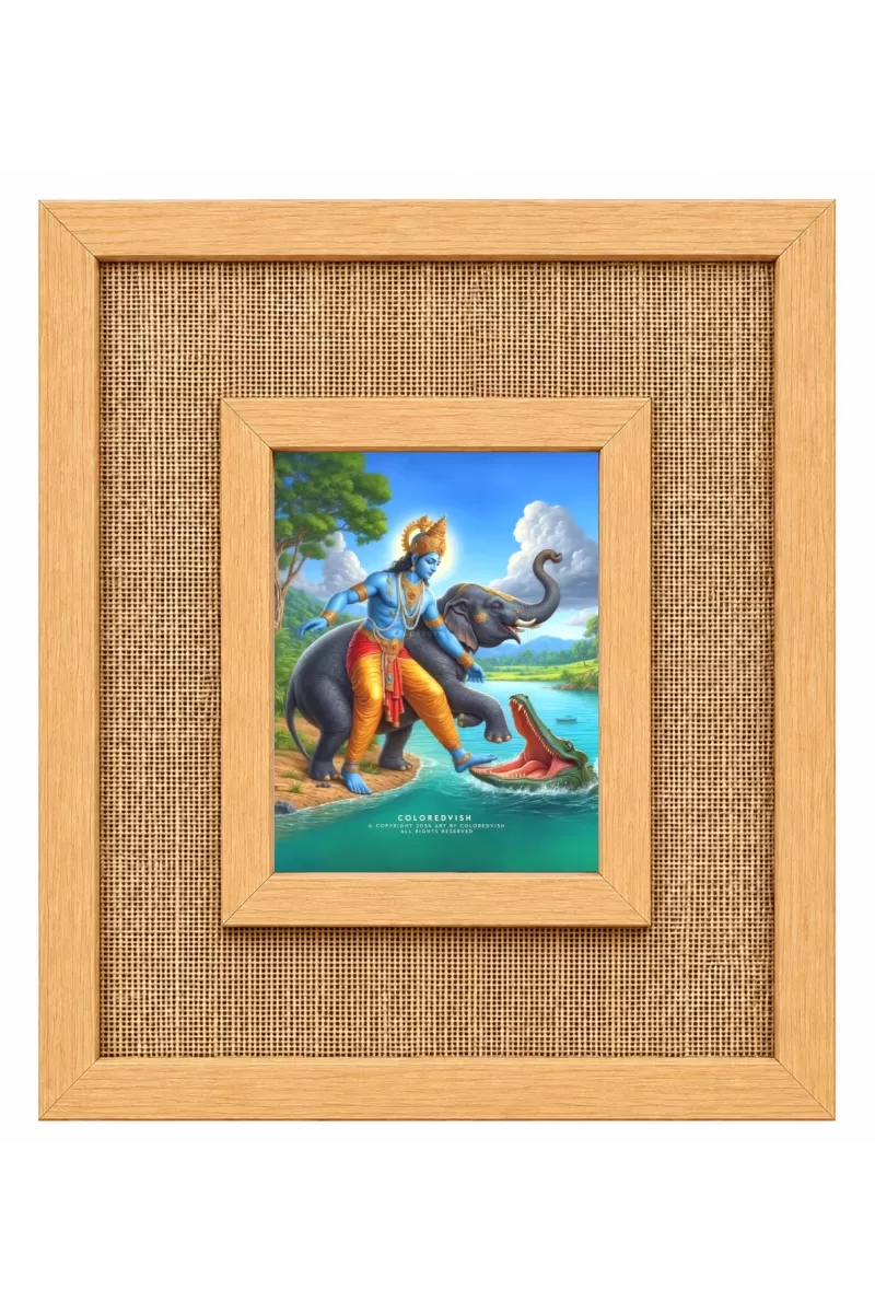 Lord Krishna Laminated Jute Wall Photo Frame, 14 X 16 Inch (F174637)