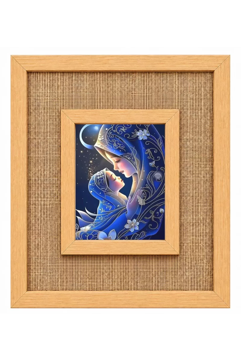 Mother And Baby Laminated Jute Wall Photo Frame, 14 X 16 Inch (F174638)