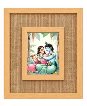Radha Krishna Laminated Jute Wall Photo Frame, 14 X 16 Inch (F174639)