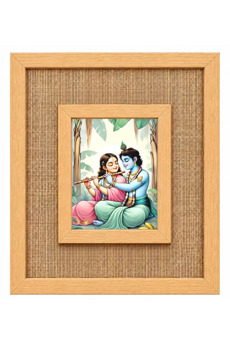 Radha Krishna Laminated Jute Wall Photo Frame, 14 X 16 Inch (F174639)