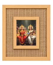 Goddess Lakhmi And Swaraswati Laminated Jute Wall Photo Frame, 14 X 16 Inch (F174640)