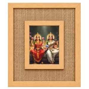Goddess Lakhmi And Swaraswati Laminated Jute Wall Photo Frame, 14 X 16 Inch (F174640) Goddess Lakhmi And Swaraswati Laminated Jute Wall Photo Frame, 14 X 16 Inch (F174640)