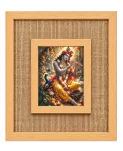 Lord Krishna Laminated Jute Wall Photo Frame, 14 X 16 Inch (F174645)