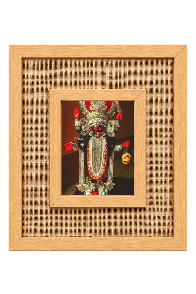 Goddess Kali Laminated Jute Wall Photo Frame, 14 X 16 Inch (F174646)