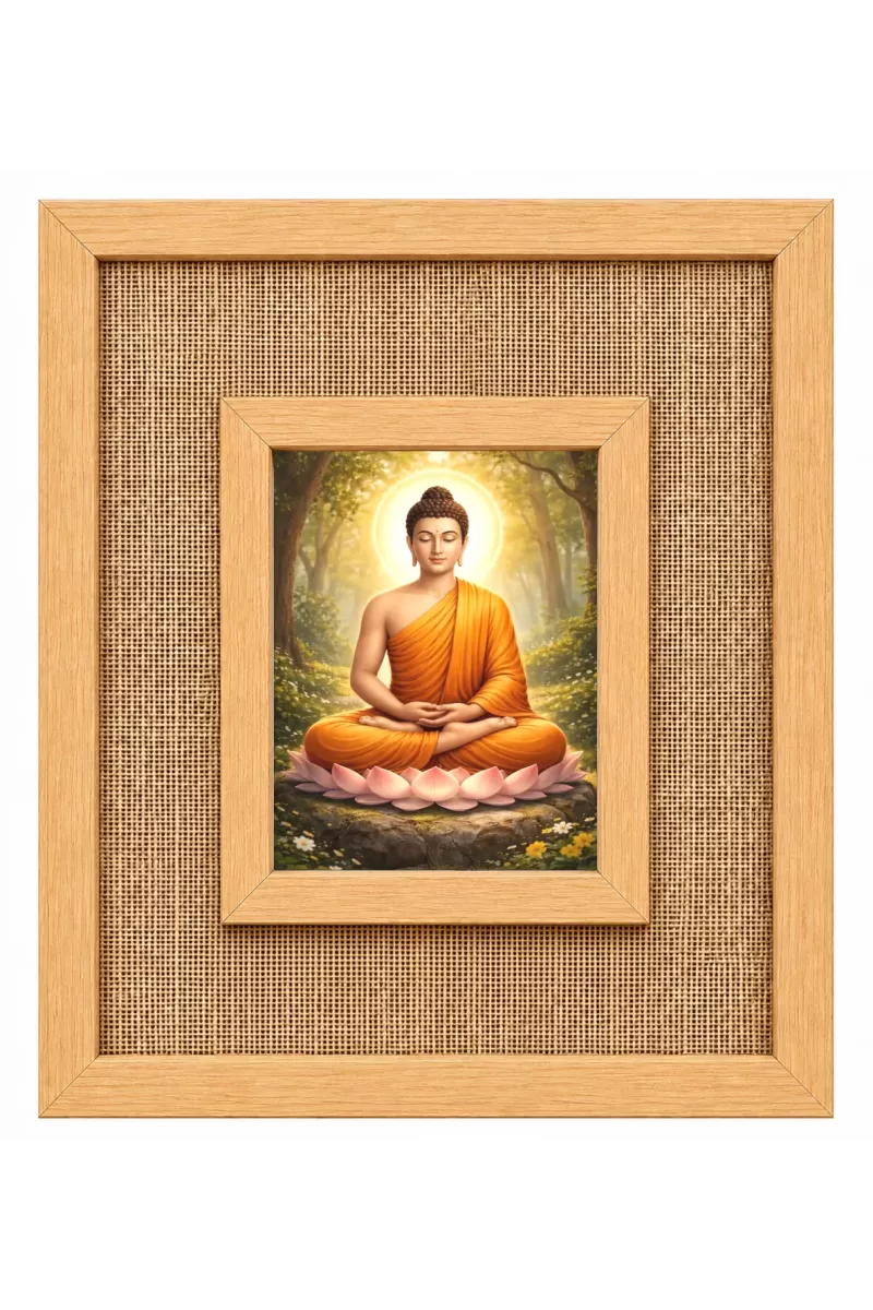 Buddha Laminated Jute Wall Photo Frame, 14 X 16 Inch (F174648)