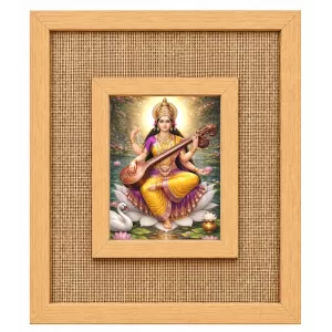Goddess Saraswati Laminated Jute Wall Photo Frame, 14 X 16 Inch (F174652) Goddess Saraswati Laminated Jute Wall Photo Frame, 14 X 16 Inch (F174652)