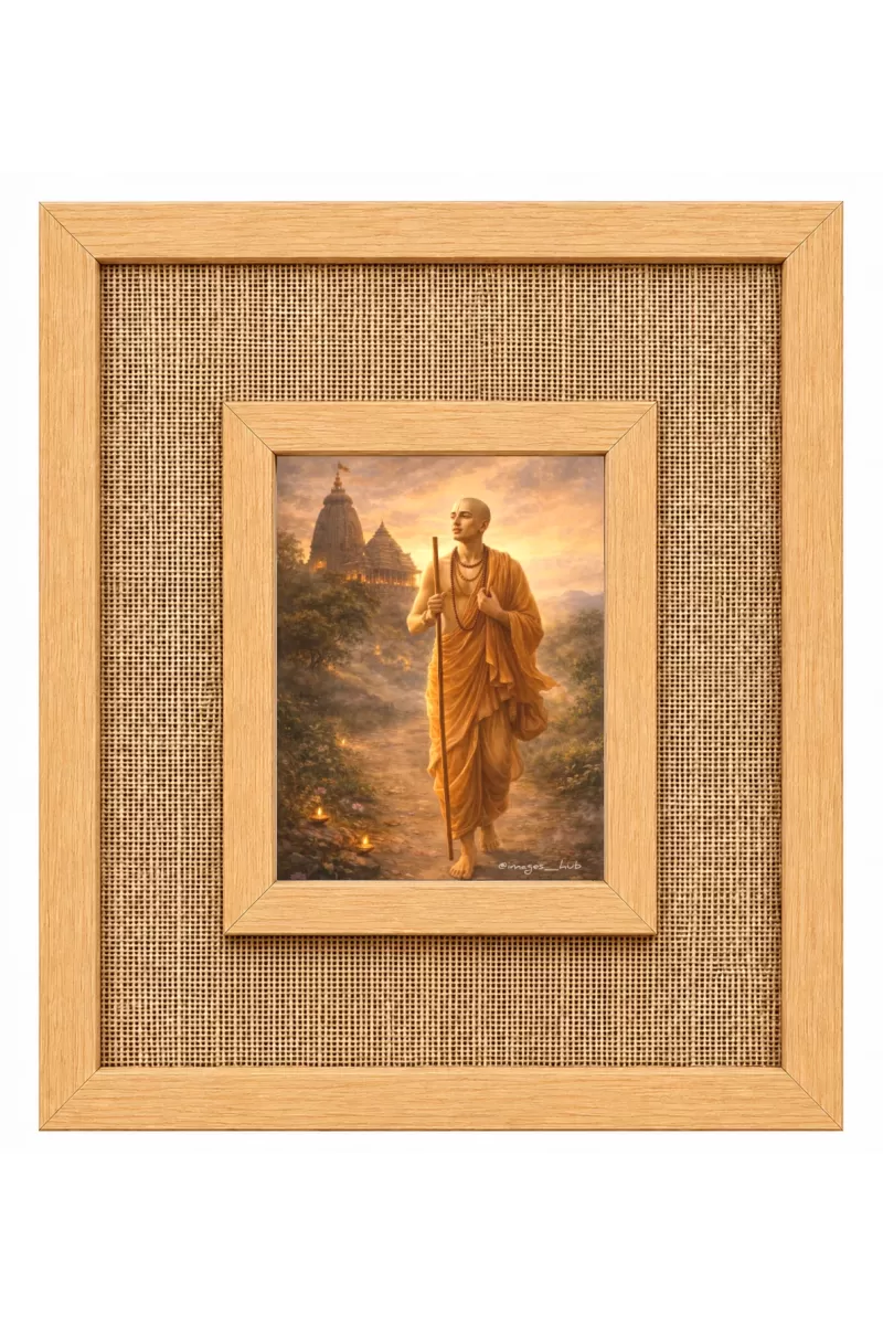 Lord Shree Chaitannya Laminated Jute Wall Photo Frame, 14 X 16 Inch (F174654)
