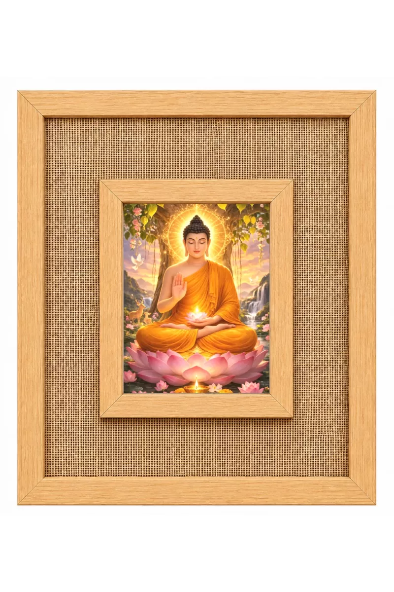 Buddha Laminated Jute Wall Photo Frame, 14 X 16 Inch (F174656)