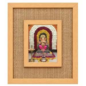 Lord Ganesha Laminated Jute Wall Photo Frame, 14 X 16 Inch (F174661)