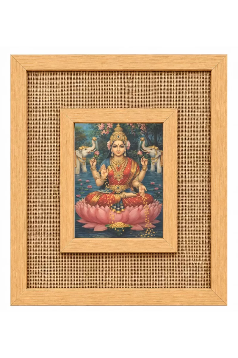 Goddess Lakshmi Laminated Jute Wall Photo Frame, 14 X 16 Inch (F174662)